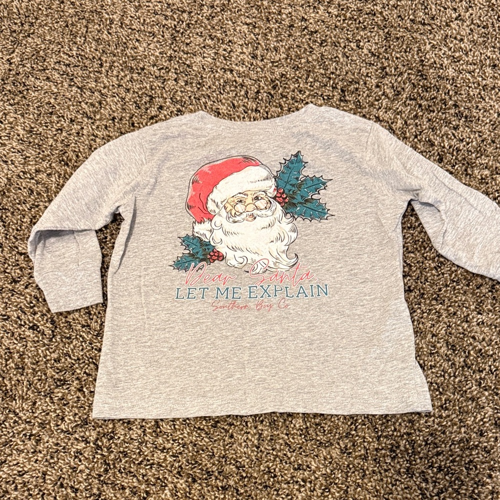 Gray Santa Long Sleeve Kids Tee
